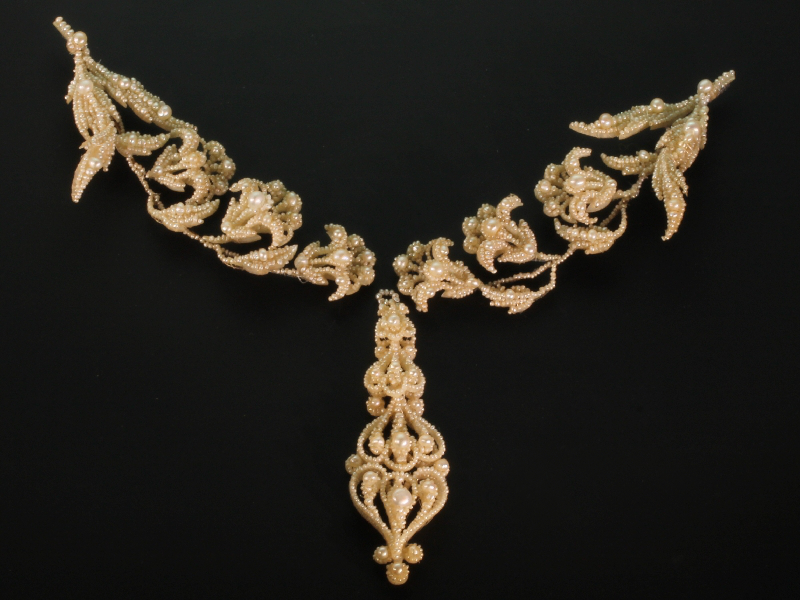 Georgian woven natural seed pearl parure necklace pendant brooches pre Victorian (image 39 of 50)